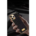 Miniatyrbilde 5 av 7: iPhone 12 Pro Case genuine leather crocodile pattern gold plated high luxury Green one size