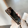 Miniatyrbillede 2 af 3: Case Iphone 13, 13 Pro, 13 Pro Max sort højglans med rem guld Black one size