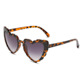 Miniatyrbilde 1 av 2: Retro hjerteformede solbriller dame leopard grå svart UV400 glitter Brown one size