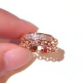 Miniatyrbillede 4 af 4: Forgyldt evighedsbånd dobbeltring rosé og sølv med diamant Silver one size
