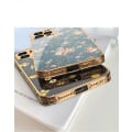 Miniatyrbild 6 av 7: iPhone 12 Pro Max lyxigt glas-skal mönster guld barock fjäder blomma White one size
