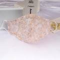 Miniatyrbilde 1 av 4: Vaskbar maske Broderte blomster i bomull og munnbeskyttelse i netting Pink one size