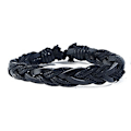 Miniatyrbillede 1 af 2: Håndlavet armbånd i helt sort med både snørebånd og læderremme Black one size