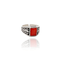Pikkukuva 2 / 5: Sterling hopea sormus Real Fire Opal Stone persialainen kantapää sormus miehille Red one size