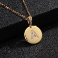 Miniatyrbild 2 av 5: Runda bokstavsamuletter i guld och zirkon guldpläterade halsband Gold one size