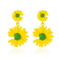 Miniatyrbillede 1 af 3: Sterling sølv daisy øreringe solsikke blomst flere farver Yellow one size