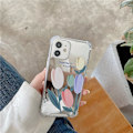 Miniatyrbillede 4 af 5: iPhone 13, Pro & Max spejlglas med smukke blomster tulipaner Silver one size