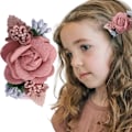 Miniatyrbilde 1 av 3: Vakker hårspenne for jenter med blomster roser blader Pink one size