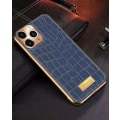 Miniatyrbillede 4 af 5: iPhone 12 etui ægte læder krokodille mønster forgyldt høj luksus Red one size