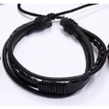 Miniatyrbillede 2 af 3: Håndlavede armbånd på 4 stk til mænd ægte læder flettet sort Black one size