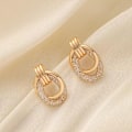 Miniatyrbillede 2 af 3: Stilfulde øreringe ringe hoops geometrisk mesh wire Gold one size