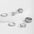 Miniatyrbild 3 av 3: Elegant set m. 6 stk ringar i silver droppformad silverpläterad Silver one size