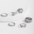 Miniatyrbillede 3 af 3: Elegant sæt med 6 ringe i sølv dråbeformet forsølvet Silver one size