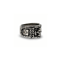 Miniatyrbillede 4 af 5: Skull and Cross Ring i rustfrit stål med kædedetaljer Silver one size