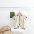 Miniatyrbilde 6 av 7: Søt shortsdress / pyjamas i tynt materiale med bamser eller prikker Beige 7-12 Teddybear