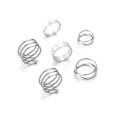 Miniatyrbillede 1 af 3: Minimalistisk sæt med 6 ringe i rustfrit stål Silver one size