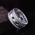 Pikkukuva 3 / 4: Punottu 925 hopeakullattu käsintehty sormus miehille Zirkonia Silver Silver US US 10 Size (19,8 mm i diam