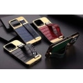 Miniatyrbilde 1 av 7: iPhone 13 Pro deksel vegansk skinn med stropp for godt grep gull Red one size