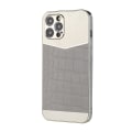 Miniatyrbild 3 av 3: iPhone 13, Pro & Max elektropläterat skal med veganskt läder lyx Silver one size