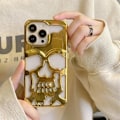 Miniatyrbillede 8 af 10: Metallic Skeleton Mobile Cover til iPhone 14 Pro - Premium beskyttelse med cool design Gold one size