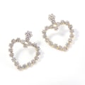 Miniatyrbillede 1 af 4: Smukke store øreringe med rhinestones hjerte blomster White one size