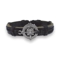 Miniatyrbild 1 av 6: Handgjort armband i autentisk läder brun kompass män metall Brun one size