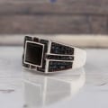 Miniatyrbild 1 av 5: Sterling silver ring äkta svart sten orientalisk klackring för män Svart one size