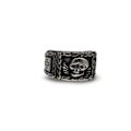 Miniatyrbillede 5 af 5: Skull and Cross Ring i rustfrit stål med kædedetaljer Silver one size