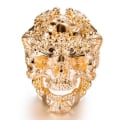 Miniatyrbild 1 av 2: Stor tung ring med döskallar punk rock goth guld Guld one size