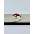 Miniatyrbillede 3 af 3: Smuk sjov ring måne med nissehue til jul White