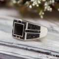 Miniatyrbillede 4 af 5: Sterling sølv Ring Ægte sort sten persisk hælring til mænd Black one size