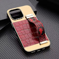 Miniatyrbillede 6 af 7: iPhone 13 Pro cover vegansk læder med rem for godt greb guld Red one size