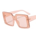 Miniatyrbillede 1 af 3: Store firkantede solbriller med bred tempel sort brun pink Pink one size