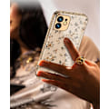Miniatyrbillede 3 af 7: iPhone 12 Pro luksus glas case mønster guld barok fjer blomst White one size