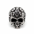 Miniatyrbillede 2 af 2: Ring med skelet i rustfrit stål kranium punk rock frimurer Silver one size