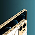 Miniatyrbillede 3 af 5: iPhone 12 Pro Max luksus glas etui guld marmor mønster sort hvid White one size