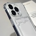 Miniatyrbild 5 av 9: Skal för alla iPhone 15 modeller med plats för kort silikon stötdämpande Transparent one size