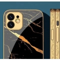 Miniatyrbillede 2 af 5: iPhone 12 Pro luksus glas etui guld marmor mønster sort hvid White one size