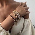 Miniatyrbild 1 av 3: Armband i set á 4 stk guld bohemiskt smycke hip hop kedjor Guld one size