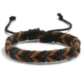 Miniatyrbild 1 av 2: Genuint läder justerbart jordiga färger armband för män - flätat multifärg one size