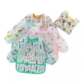 Miniatyrbillede 7 af 7: Forklæde sweater hagesmæk til børn lange ærmer vandtæt dinosaur flamingo Brown one size