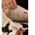 Miniatyrbild 3 av 3: Fodrad Tygpåse tote väska med fack tvättbar eko-vänlig zebra Vit
