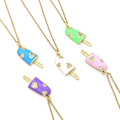Miniatyrbillede 2 af 5: Halskæde med pind is guld rhinestones hjerter glad is Purple one size