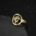 Miniatyrbillede 1 af 4: Forgyldt ring med smuk blomsterrosa justerbar gave Gold one size