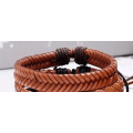 Miniatyrbild 3 av 5: Brunt flätat armband i äkta läder handgjort Brun one size