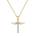Miniatyrbilde 1 av 3: Cross with angel wings in gold with gold plating and zircon Gold one size