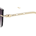 Miniatyrbilde 2 av 3: Store luksussolbriller med firkantede glass og flettet gullstang Gold one size