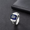 Miniatyrbillede 2 af 3: Elegant ring til mænd i guldgrøn & blå royal stil Green one size