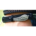 Miniatyrbillede 3 af 3: Håndlavet armbånd i sort læder med englevinge Black one size