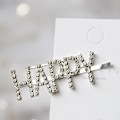 Miniatyrbild 2 av 2: Hårnål med ordet ''Happy'' i strass hårklämma Silver one size